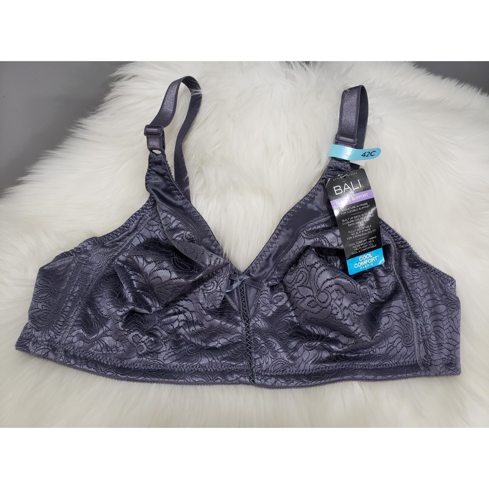 NEW Bali DF3372 Classic Support Bra, Wire Free, BLUE, Size 42C